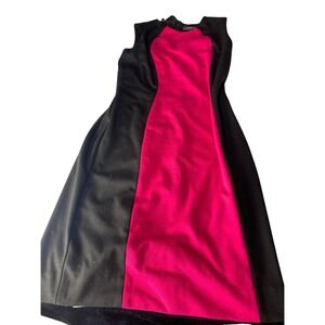 Tahari Arthur S Levine Leslie Ponte Sheath Dress 6 Fuchsia Black Colorblock NWT